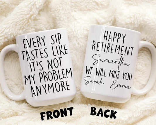 Personalized Happy Retirement Gift, Custom Retired Mug, Retired Coworker Boss Teacher Gift, Retiring Coffee Mug, Custom Retired Present