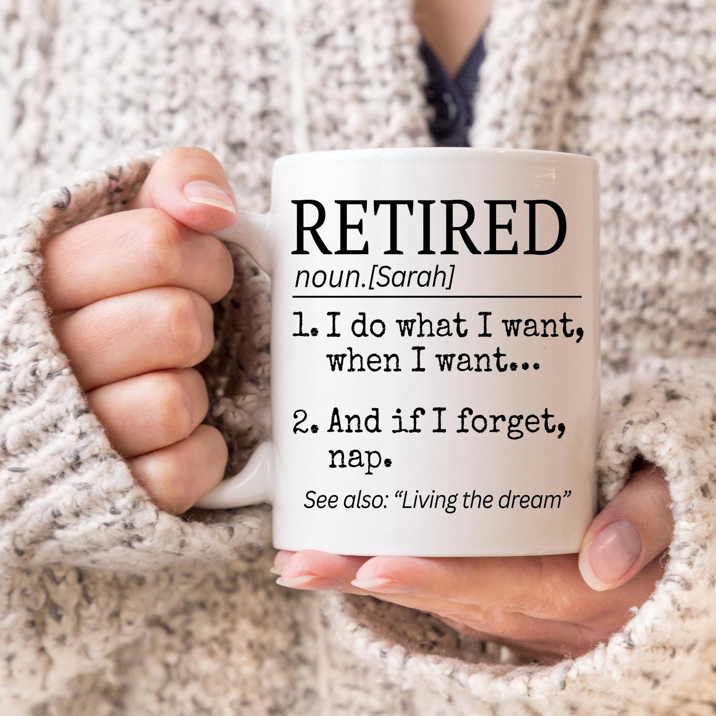 Personalized Retirement mug, Retired Definition Gift, Funny Coworker Retirement Present, Meaningful Gift Retired Boss Coworker Friend Mom