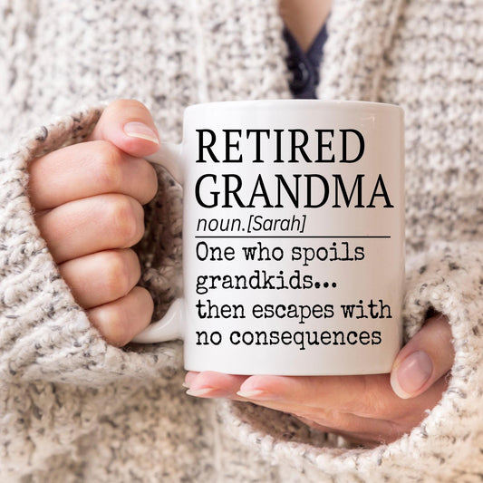 Custom Retired Grandma mug, Grandma Retirement Gift, Funny Retirement Mom, Full Time Grandma Present, Gift for Mother's Day, Christmas Gift
