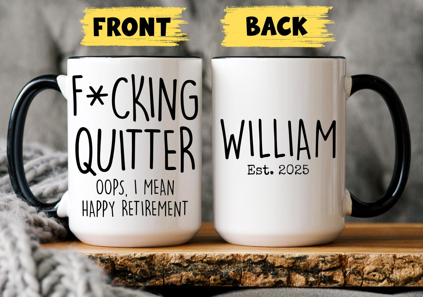 Personalized Retirement gift, Funny Custom Retired mug, Quitter Coffee Mug, Retirement Gifts for Man Woman, Work Bestie Leaving Present