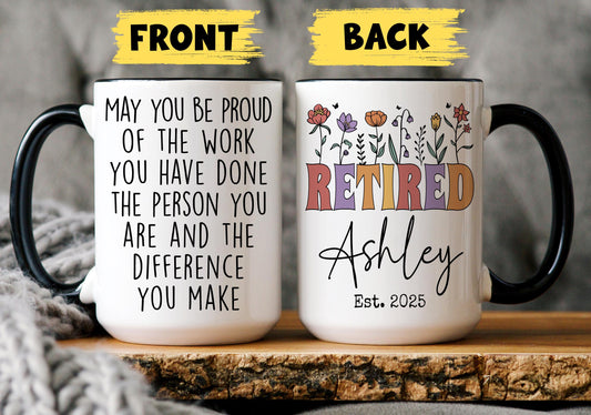 Personalized Happy Retirement Mug, Retired Gift For Women, Retirement Coffee Mug, Retired Gifts for Women, Teacher Nurse friend retired gift