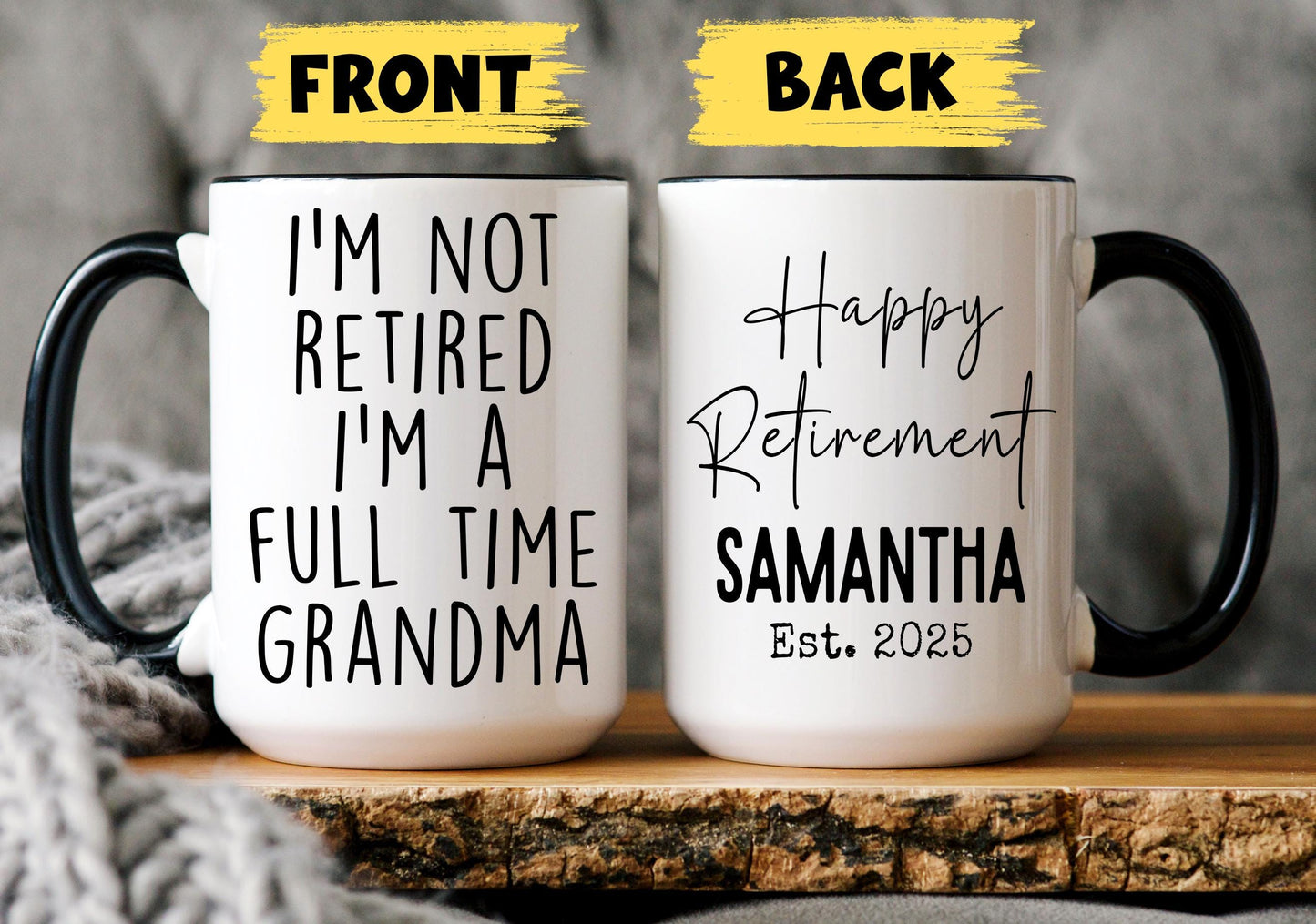 Personalized Grandma mug, Custom Retired Grandma Gift, Funny Retirement Mug, Full Time Grandma Present, Gift for Mother's Day, Christmas