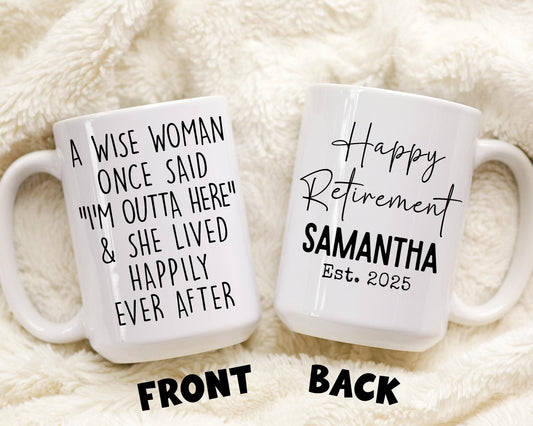 Personalized Retirement Mug For Women, Gift for Retirement Party, Friend Boss Coworker, Boss Manager Retiring, Custom Retired Women Present