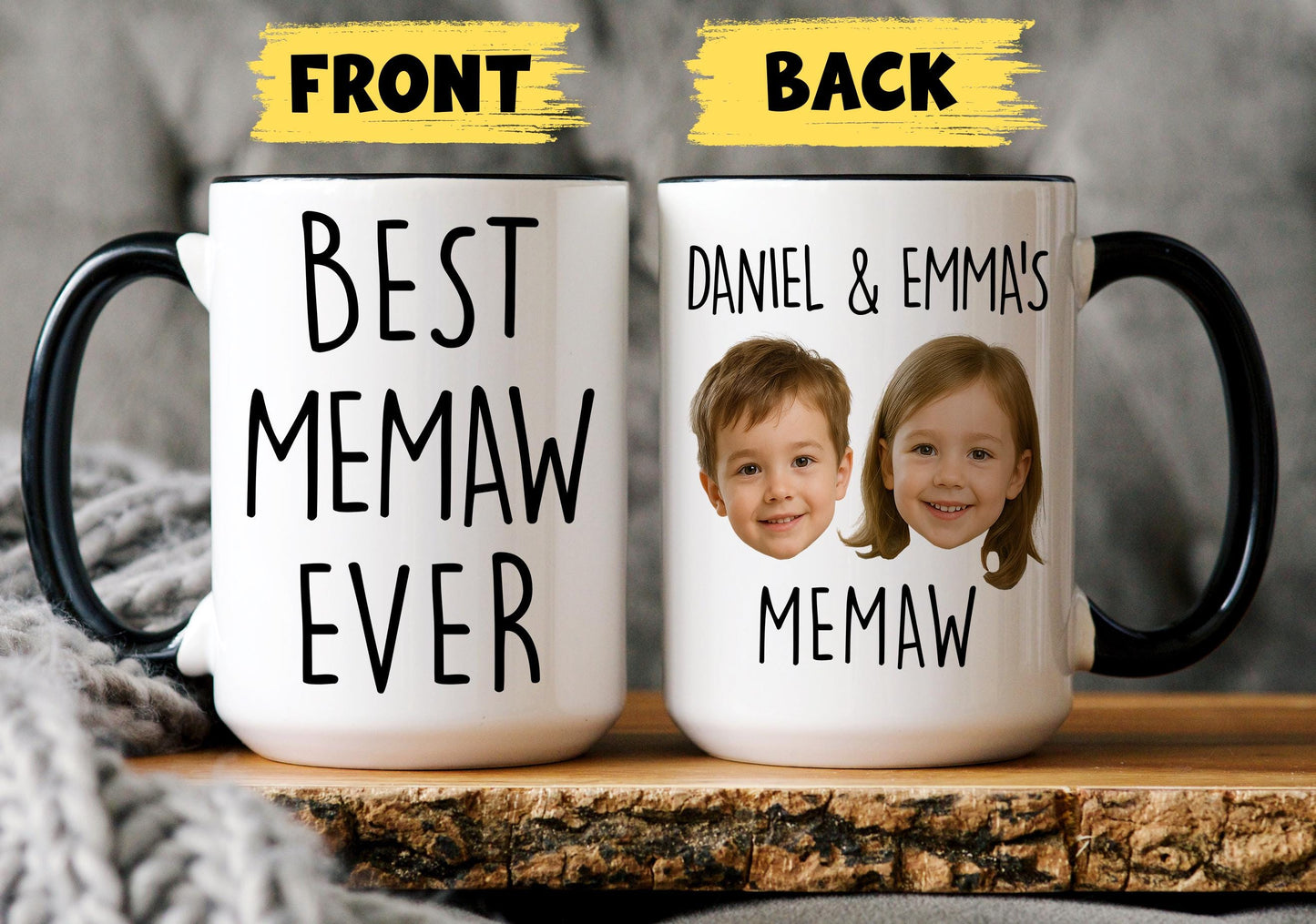 Personalized Grandma mug, Custom Memaw Mug, Best Abuela Present, Christmas Gift for Granny, New Mimi Gift, Grammy Cup Grandkids Baby Picture