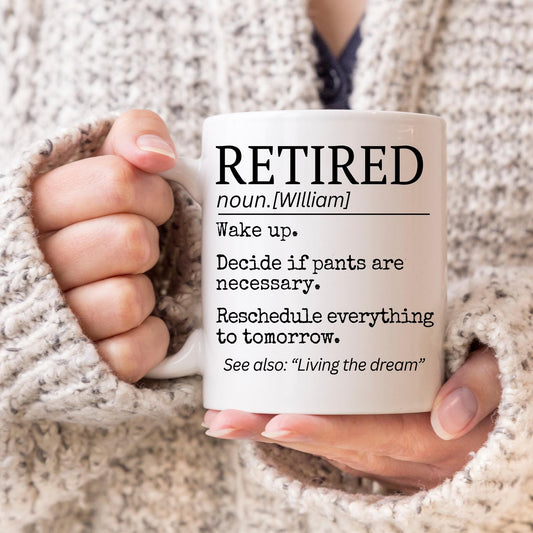 Personalized Retired mug, Funny Grandpa Retirement Gift, Retired Dad Present, Custom Retirement Party, Funny Teacher Coworker Retiring Gift
