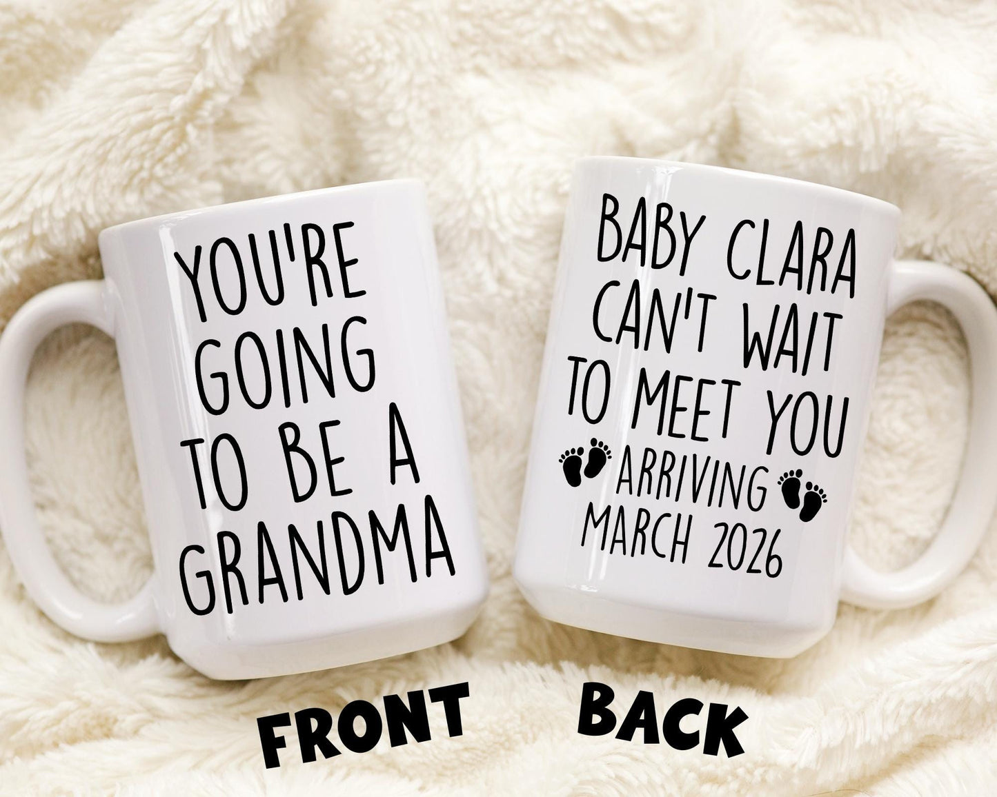Personalized Baby Coming Soon Grandma Mug, Pregnancy Announcement Gift for Grandma, New Grandma Gift, First Time Grandma Christmas Present