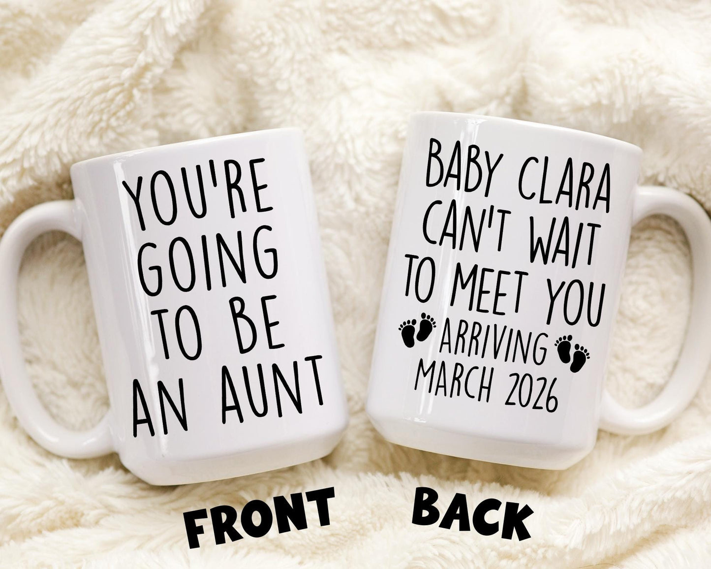Personalized Aunt Mug, New Aunt Gift, First Time Aunt Pregnancy Reveal, Aunt to Be Mug, Custom Aunt Announcement, Bestie Baby Reveal Present