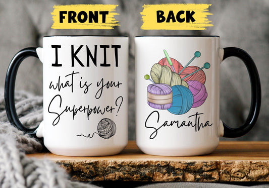 Knitting Mug Personalized, Funny Knit Gift, Knitter Birthday Mug, Knitting Lover Gift, Custom Knitting Mom Cup, Knit Christmas Present