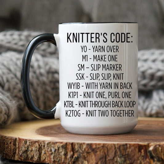 Knitting Mug, Knitter's Code, Gift for Knitter, Funny Knitting Gift, Knitting Gift, Yarn Lover Gift, Gift for knit mom, Knitting Present