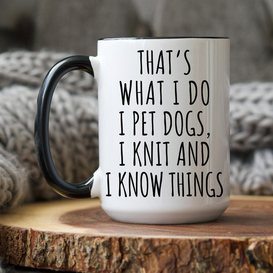 Knitting Dog Lover Gift, Funny Knitting Mug, Knitter Dog Gift Mom Grandma, Knit Lover Coffee Cup, Gift for Knitter, Knitting Coffee Mug