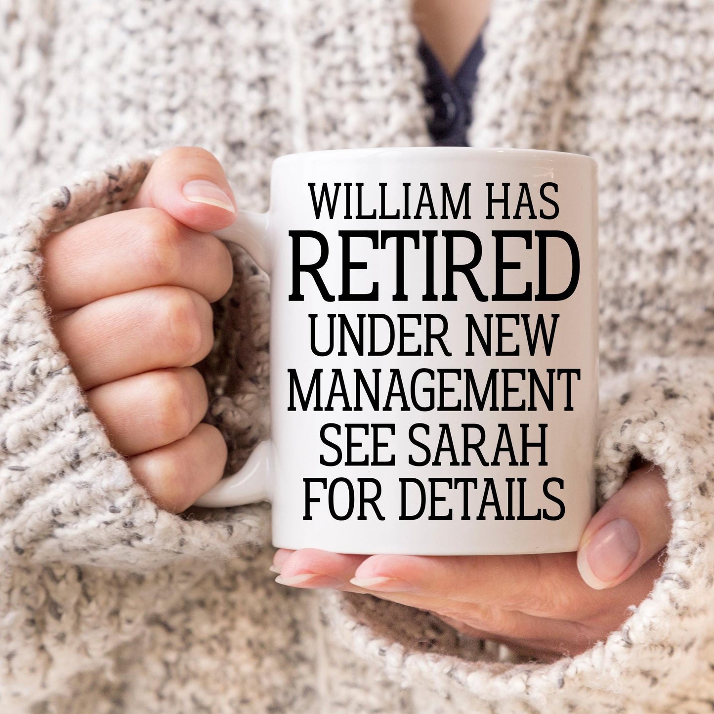 Personalized Retired New Management Mug, Custom Name Retirement Gift, Retirement Party, Funny Retirement Gift for Men, Retirement Husband