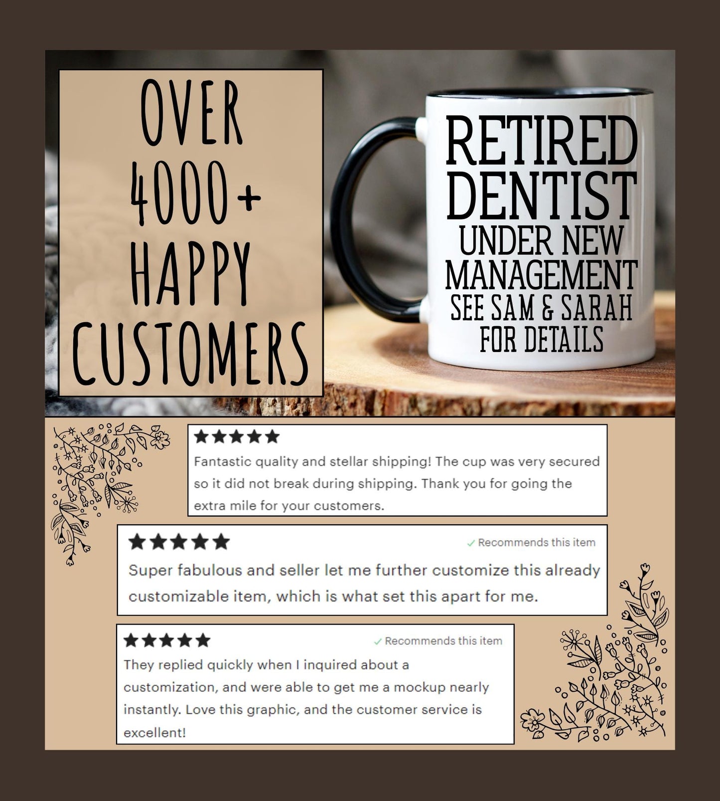 Personalized Dentist Mug, Custom Dentist Retirement Gift from Grandkids, Dentist Retired Present Granddaughter, Retiring Dentist Coffee Cup