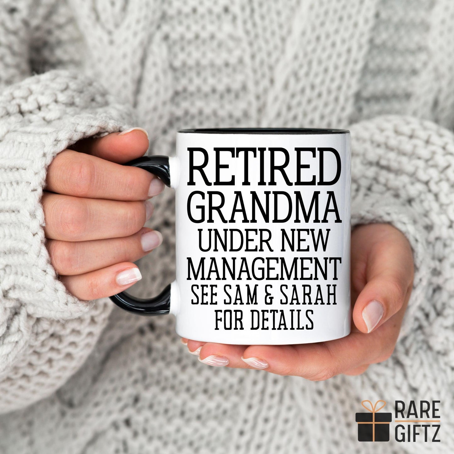 Funny Retired Grandma Mug, Custom Retirement Gift from Grandkids, Under New Management, Grandma Coffee Cup, Grandmother Retirement Party