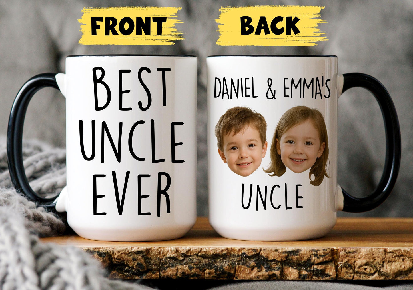 Personalized Uncle Gift, Best Uncle Ever Mug, Custom Photo Uncle, Uncle Coffee Cup, Uncle To be Gift, Christmas Uncle Present Nephew Niece