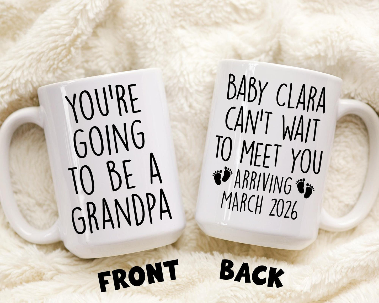 Personalized Baby Coming Soon Grandpa Mug, Pregnancy Announcement Gift for Grandpa, New Grandpa Gift, First Time Grandpa Christmas Present