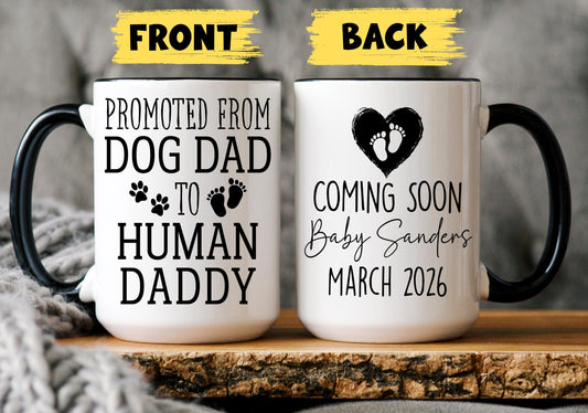 Dog Dad to Dad Mug, Personalized New Dad Gift, Dog Dad to Human Daddy, First Father's day Gift, New Daddy Christmas Gift, Expecting Parents