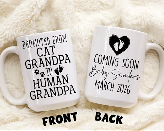 Cat Grandpa to Grandpa Mug, Personalized New Grandpa Gift, Grandpa Reveal Present, Pregnancy Grandpa, First time Grandpa Gift, Grandpa To be
