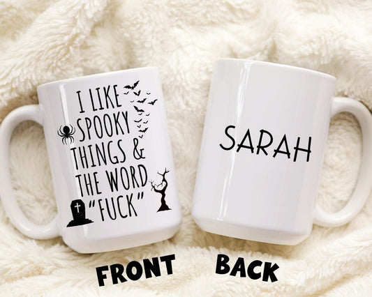 Personalized Halloween mug, Funny Spooky things mug, best friend gift, extrovert gift, Festive Halloween Present, Ghosts Skeleton Lovers