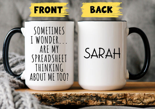 Personalized spreadsheet mug, Accountant Gift, Funny Finance Mug, CPA Gift, Tax Prep Mug, new business gift, funny coworker gift, Tax Season
