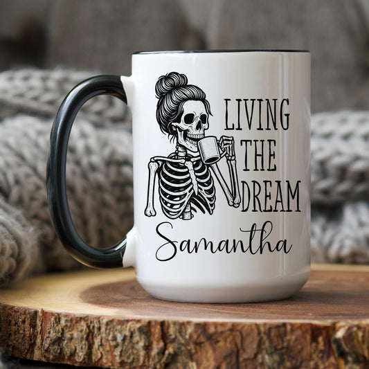 Personalized Skeleton Mug, Funny Skeleton Gift, Mental Health Mug, Work Bestie Gift, New Job Mug, Funny Office Mug, Sarcastic Work Present