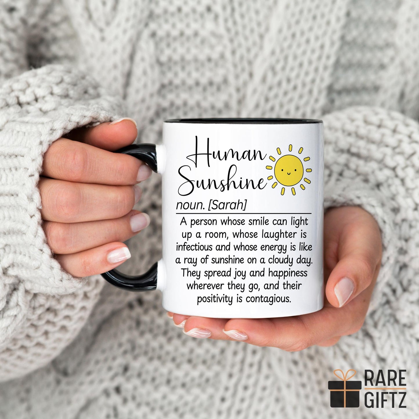 Thank You Gift for Women, Personalized Human Sunshine Mug, Appreciation Gift for Teacher Friends Coworker, Bestie Friends Office Thank you
