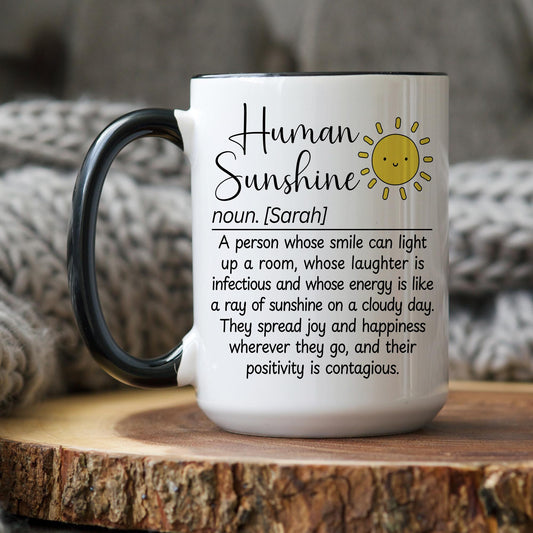 Thank You Gift for Women, Personalized Human Sunshine Mug, Appreciation Gift for Teacher Friends Coworker, Bestie Friends Office Thank you