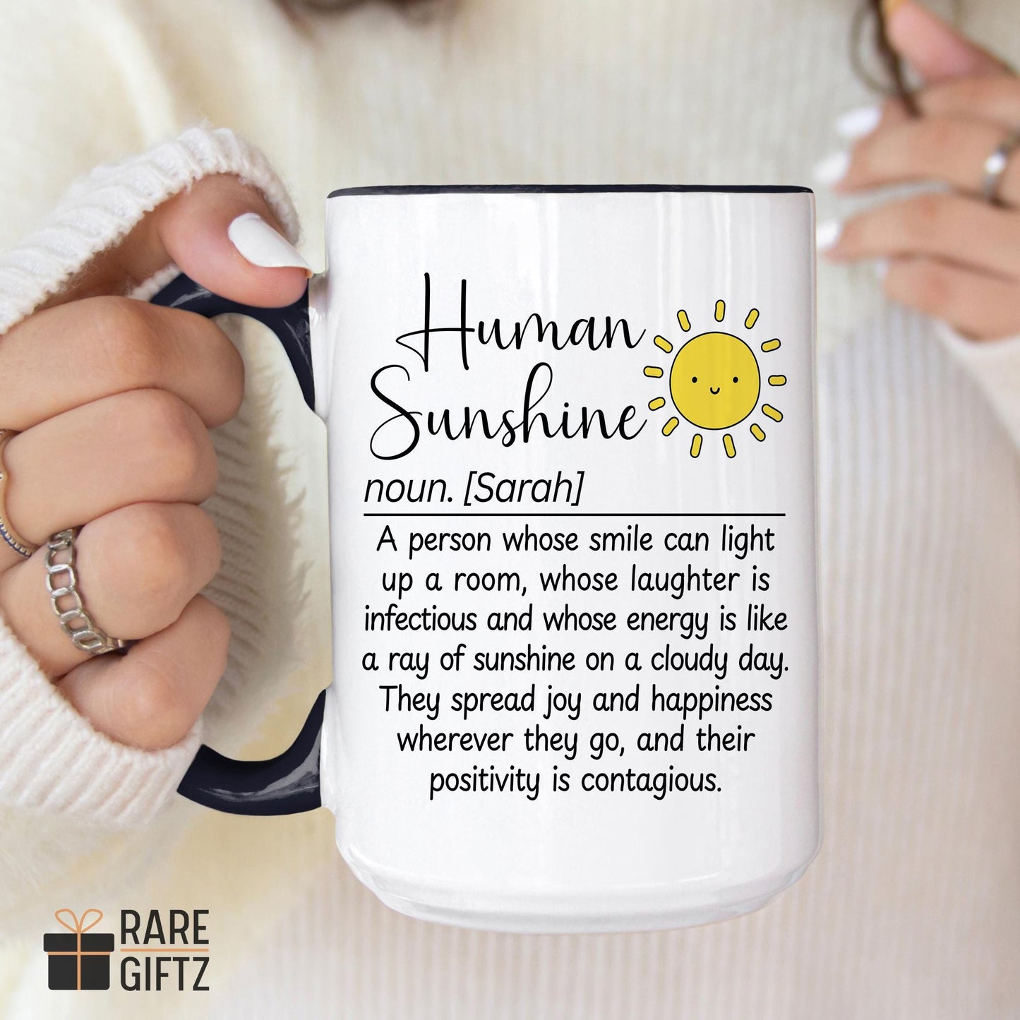 Thank You Gift for Women, Personalized Human Sunshine Mug, Appreciation Gift for Teacher Friends Coworker, Bestie Friends Office Thank you