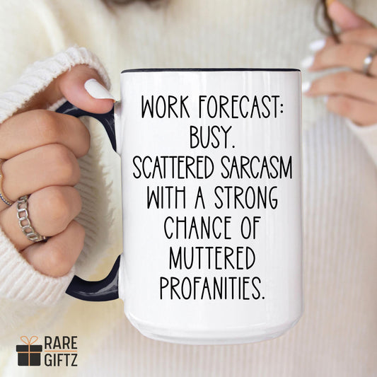 Coworker Coffee Mug, Work Forecast Mug, Personalized Coworker Mug, Funny Coworker Gift Coffee Cup, Gift For Coworker, Funny Secret Santa