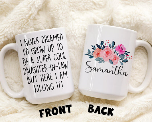 Personalized Daughter In Law Gift From Mother In Law, Custom Daughter In Law Mug, Future Daughter In Law Mug Gift, Floral Mug Gift for DIL
