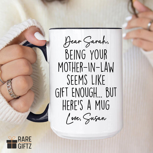 Custom Mother In Law Mug, Mom In Law Christmas Gift, Funny Mother in law Gift, Mug from Daughter Son In Law, Future Daughter In Law Mug