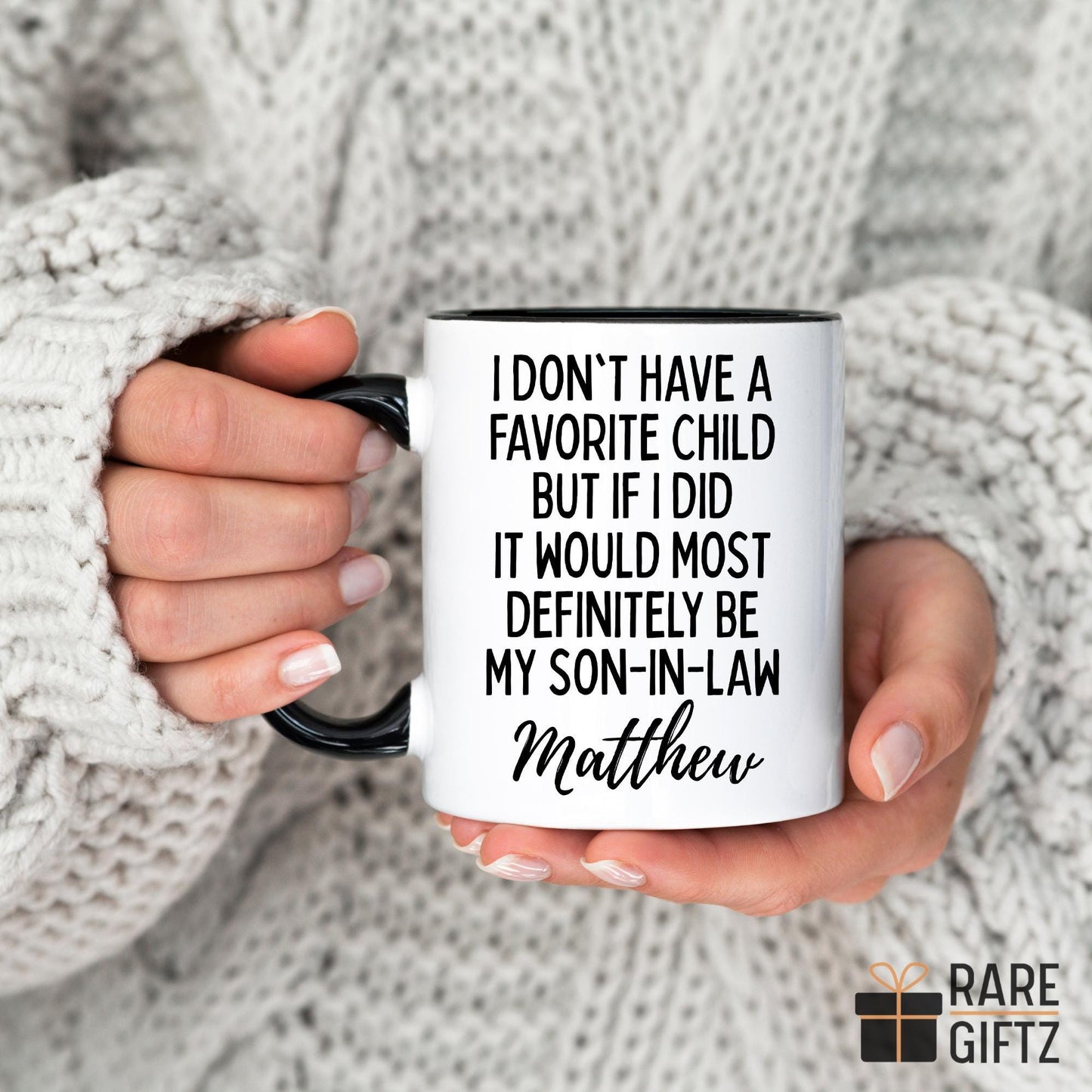 Personalized Son In Law Favorite Child Mug ,Gift for Mother In Law and Father In Law, Funny Son In Law Cup Gift for Mom and Dad, Christmas