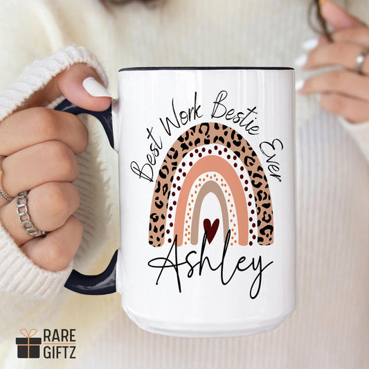 Personalized Work Bestie Gift, Gift for Co Worker, Work Bestie Leaving Mug, Personalized Bff Work Gift, Custom Work Friend Present