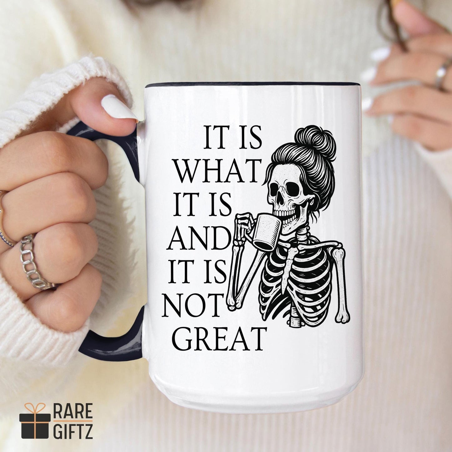 Funny Skeleton Coffee Mug, Gift For Coworkers, Friends, Family Morning Coffee Mug, Halloween Gift, Funny Halloween Present, Sarcastic Gift