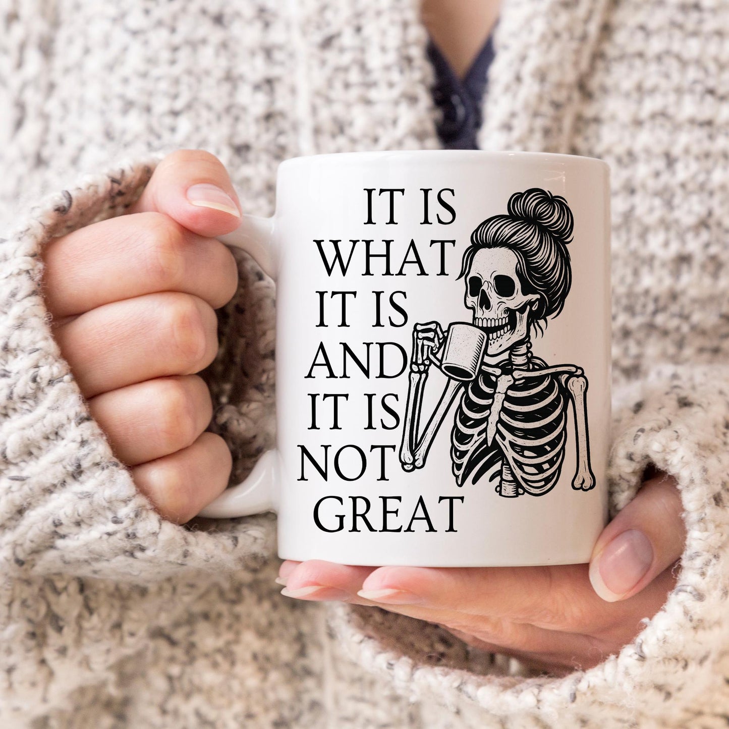 Funny Skeleton Coffee Mug, Gift For Coworkers, Friends, Family Morning Coffee Mug, Halloween Gift, Funny Halloween Present, Sarcastic Gift