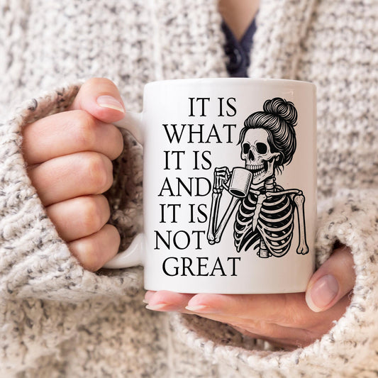 Funny Skeleton Coffee Mug, Gift For Coworkers, Friends, Family Morning Coffee Mug, Halloween Gift, Funny Halloween Present, Sarcastic Gift
