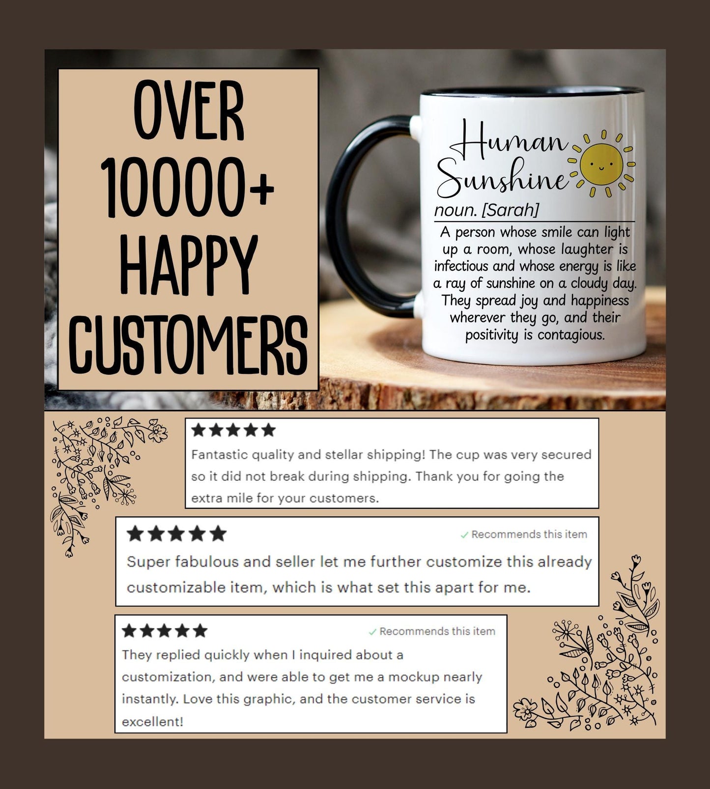 Thank You Gift for Women, Personalized Human Sunshine Mug, Appreciation Gift for Teacher Friends Coworker, Bestie Friends Office Thank you