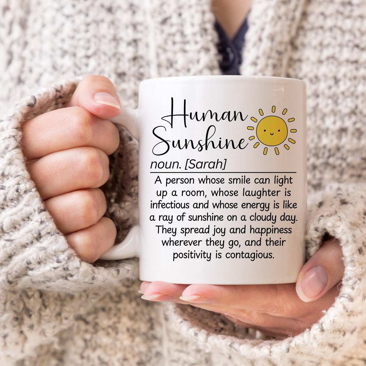 Thank You Gift for Women, Personalized Human Sunshine Mug, Appreciation Gift for Teacher Friends Coworker, Bestie Friends Office Thank you