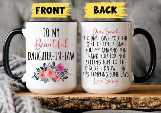 Custom Daughter In Law Mug, Daughter-In-Law Gift, DIL Gift, Future Daughter In Law Present, Daughter In Law Sentimental Gift Bride Wedding