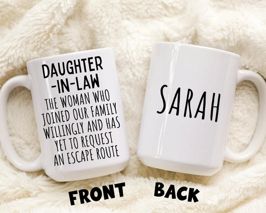 Personalized Daughter In Law Gift, Future Daughter In Law Mug Gift for Bride to be, Son's Wife for Birthday Gift, Sons Wife Present