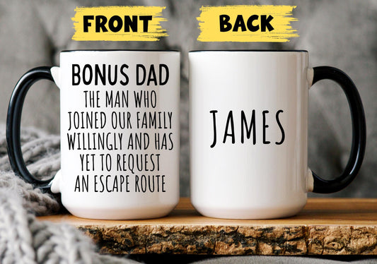 Bonus Dad Mug, Bonus Dad Gift, Step Dad Gift, Step Parent Gift, Personalized Stepdad Mug, Father in Law Gift, Christmas Present