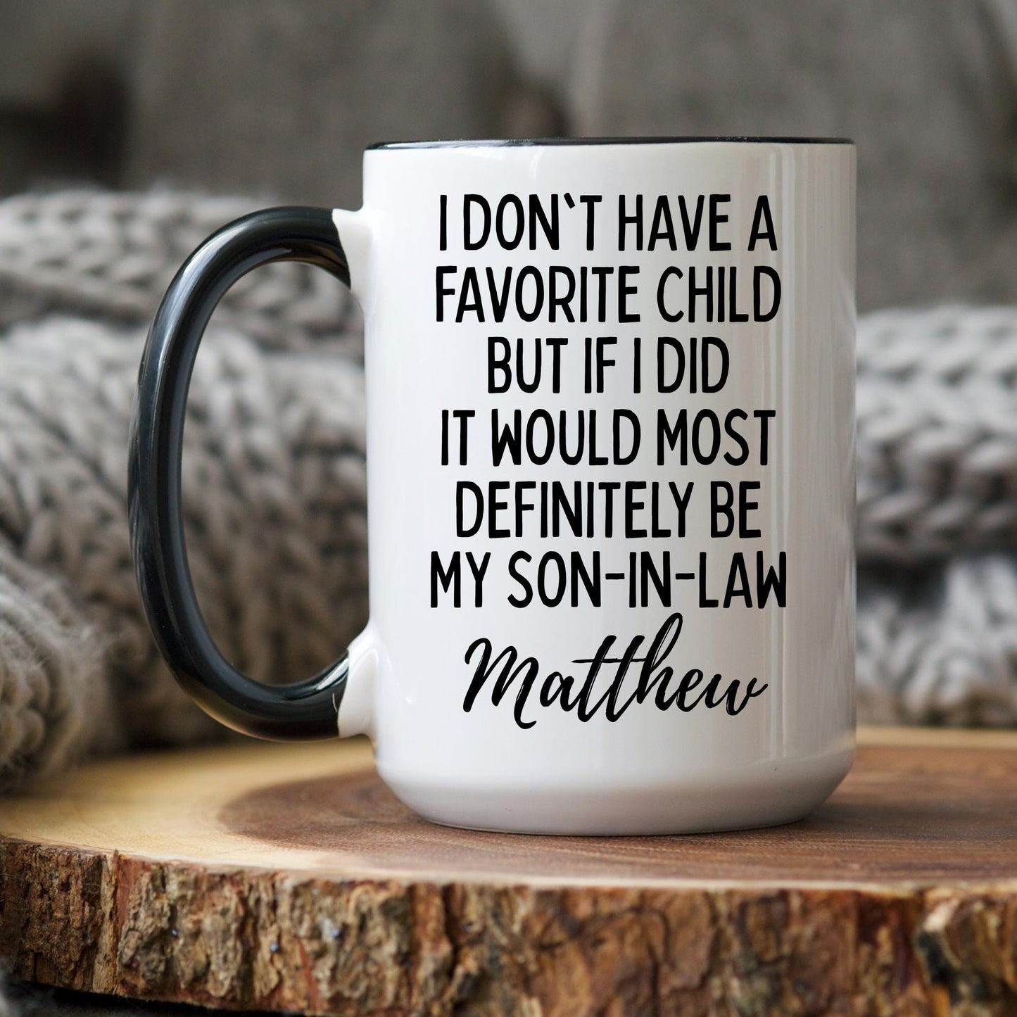 Personalized Son In Law Favorite Child Mug ,Gift for Mother In Law and Father In Law, Funny Son In Law Cup Gift for Mom and Dad, Christmas