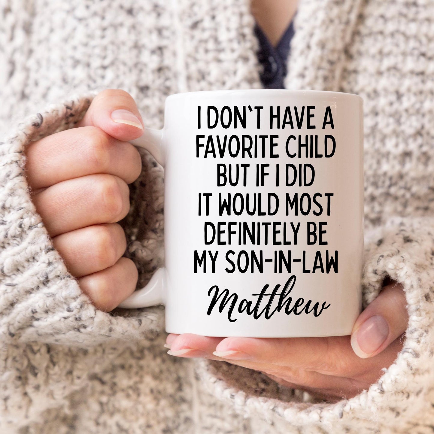 Personalized Son In Law Favorite Child Mug ,Gift for Mother In Law and Father In Law, Funny Son In Law Cup Gift for Mom and Dad, Christmas