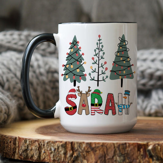 Personalized Christmas Mug, Custom Name Xmas Gift, Christmas Letter Mug, Custom Name Holiday Gift, Holiday Gift, Monogram Secret Santa Gift