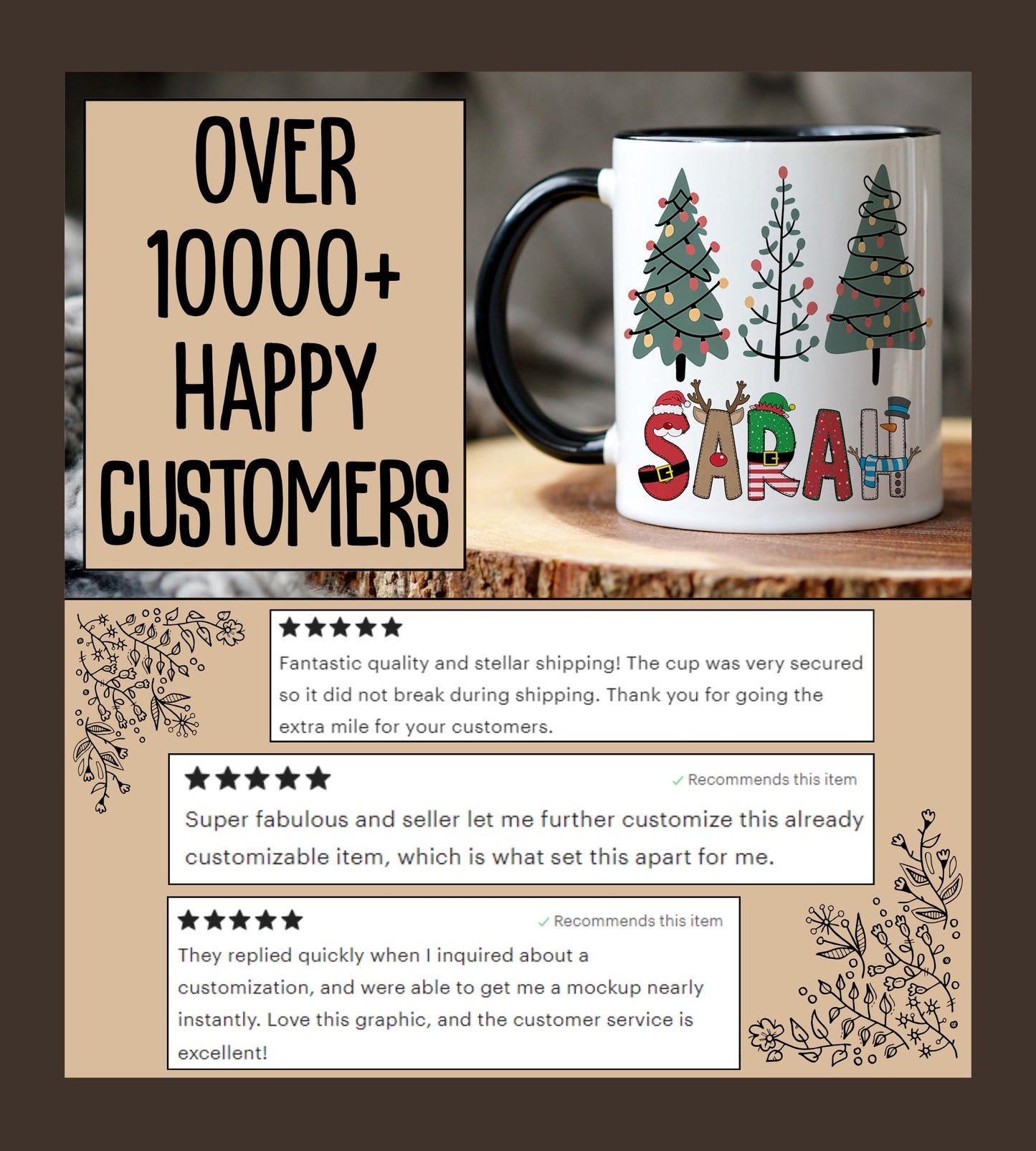 Personalized Christmas Mug, Custom Name Xmas Gift, Christmas Letter Mug, Custom Name Holiday Gift, Holiday Gift, Monogram Secret Santa Gift