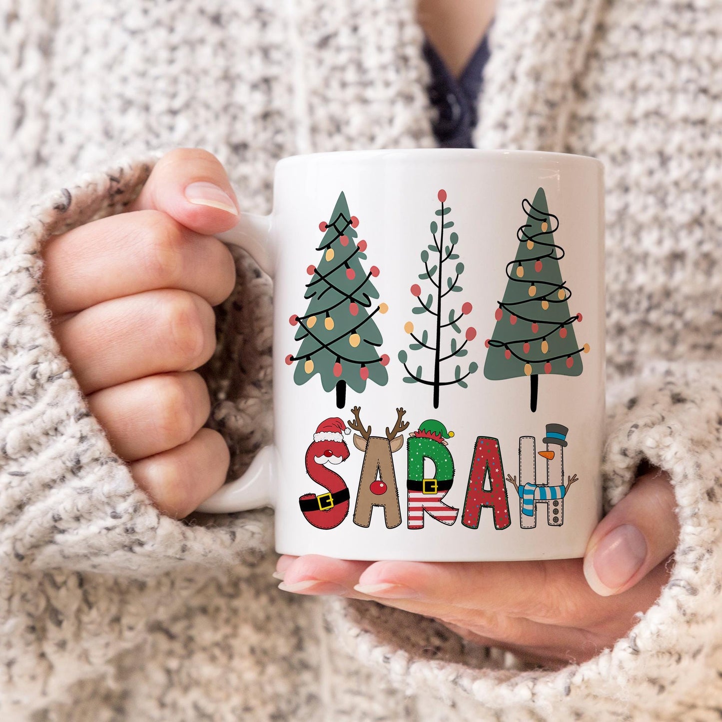 Personalized Christmas Mug, Custom Name Xmas Gift, Christmas Letter Mug, Custom Name Holiday Gift, Holiday Gift, Monogram Secret Santa Gift