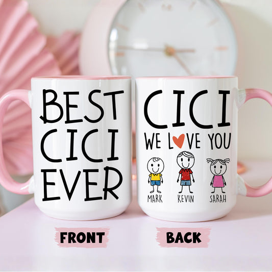 Cici Mug, Personalized Cici Mug, Custom Cici Gifts from Grandkids Names Grandchildren, Cici Mother's Day Gift, Cici Birthday Present