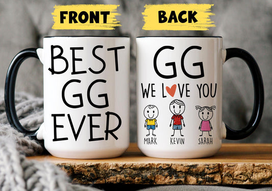 GG Mug, Personalized GG Mug, Custom GG Gifts from Grandkids Names Grandchildren, Gg Mother's Day Gift, Gg Birthday Present