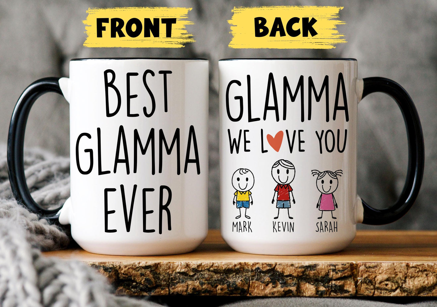 Glamma Mug, Personalized Glamma Mug, Custom Glamma Gifts from Grandkids Names Grandchildren, Glamma Mother's Day Gift, Glamma Birthday