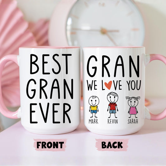 Gran Mug, Personalized Gran Mug, Custom Gran Gifts from Grandkids Names Grandchildren, Gran Mother's Day Gift, Gran Birthday Present