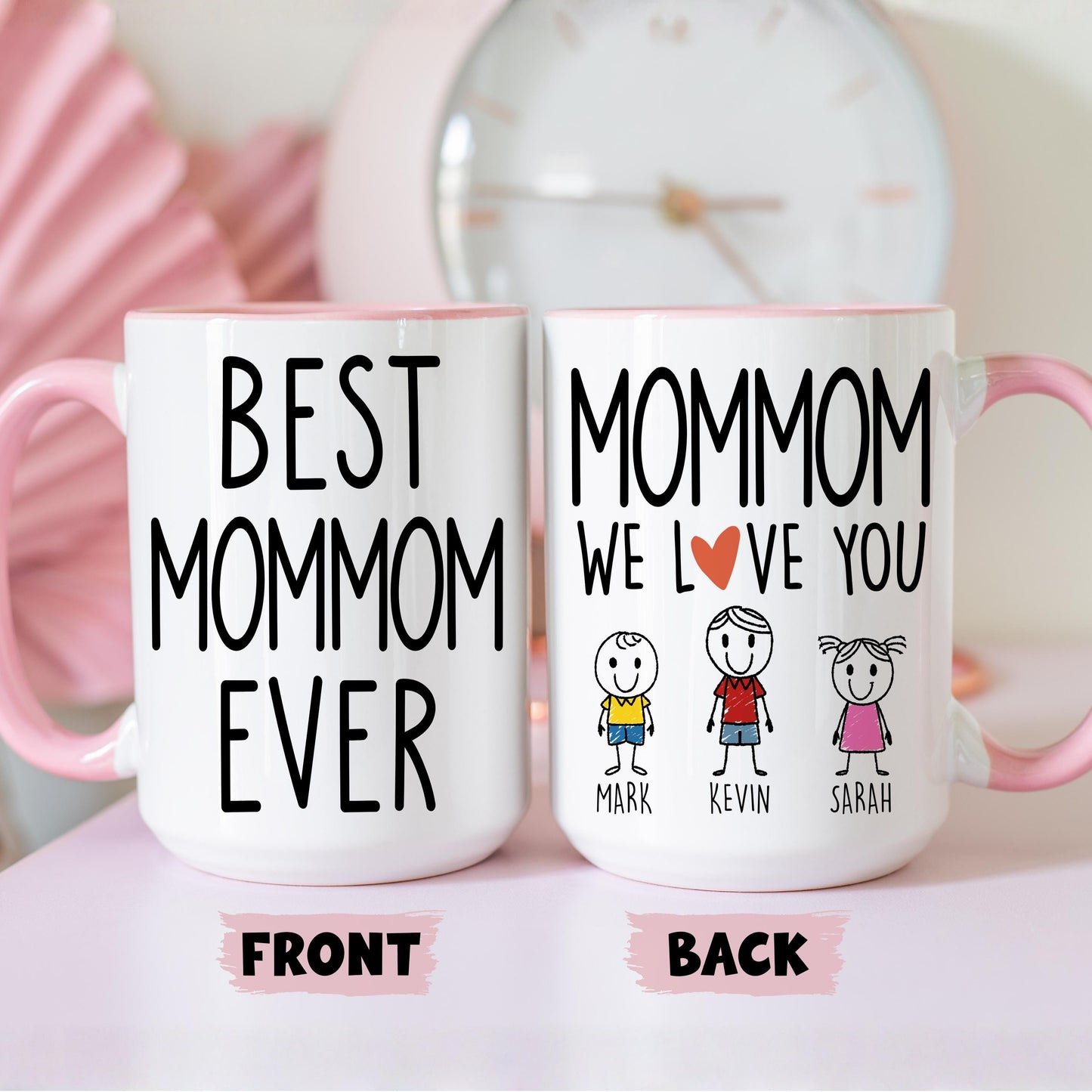 Mommom Mug, Personalized Mommom Mug, Custom Mommom Gifts from Grandkids Names Grandchildren, Mommom Mother's Day Gift, Mommom Birthday